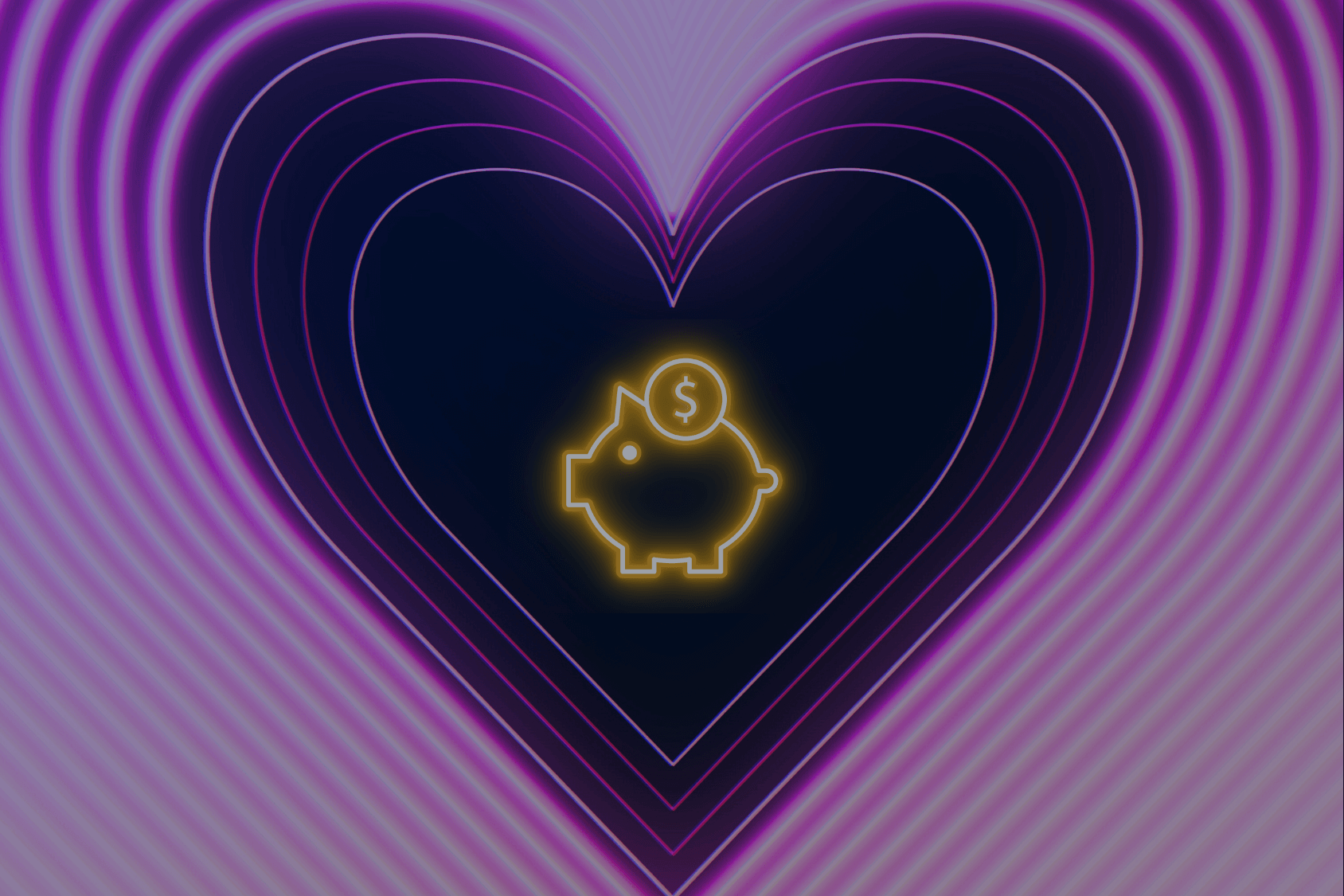 Piggy Bank Neon Hearts