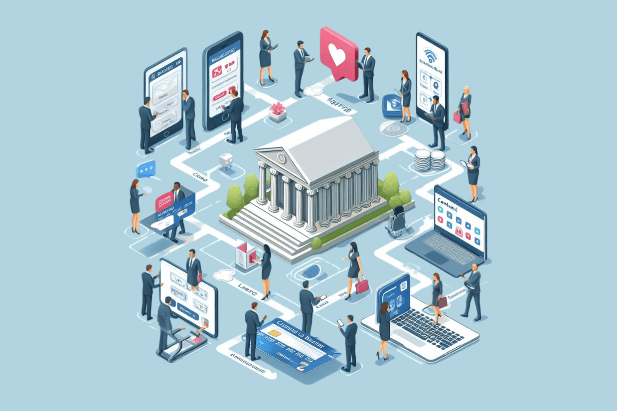 Customer Journey Mapping Banking Isometric